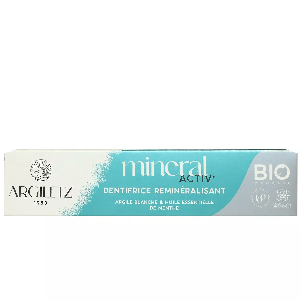 ARGILETZ Soins & beauté Dentifrice reminéralisant argile blanche et menthe bio 75ml