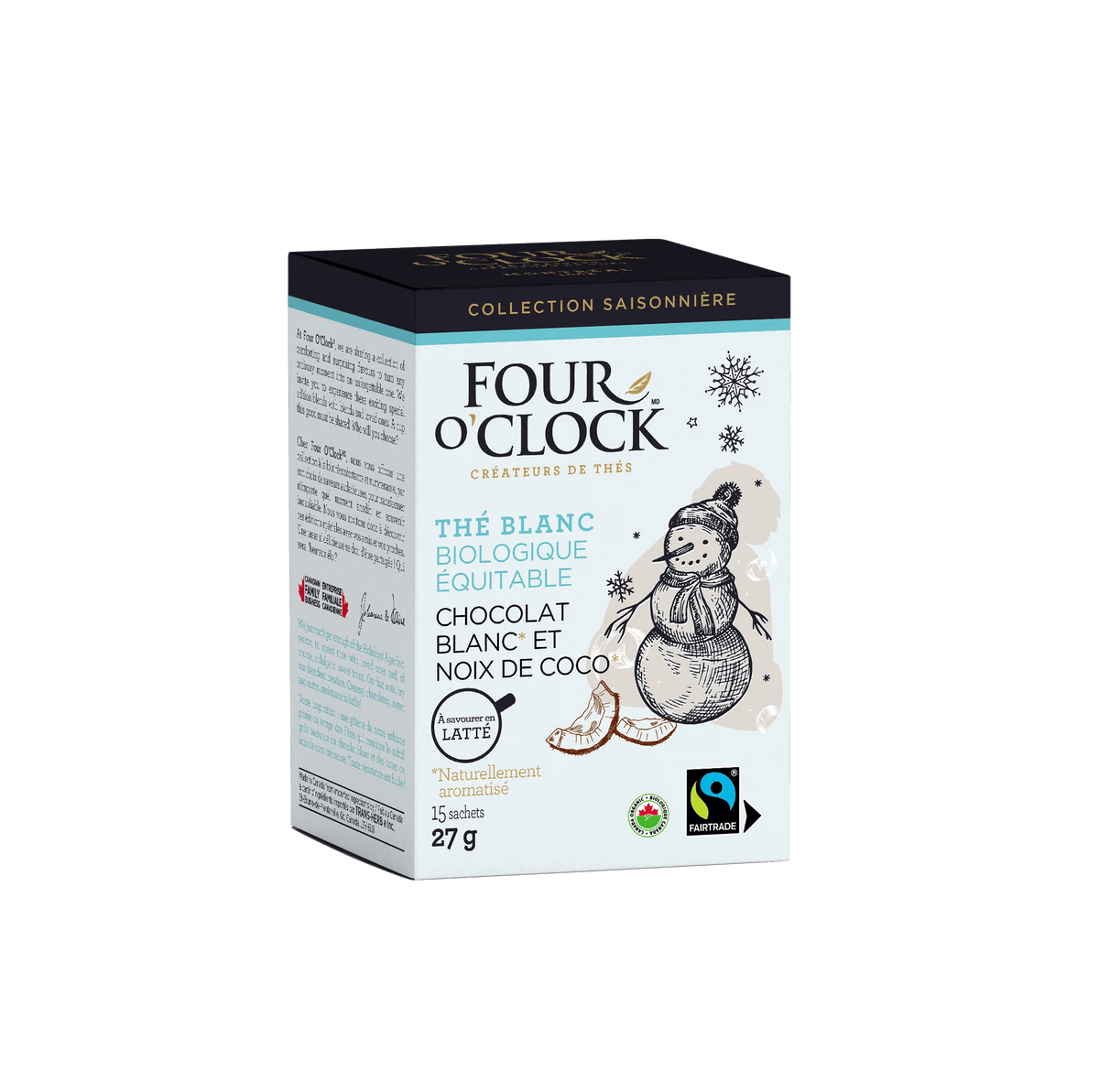 FOUR O'CLOCK Épicerie Thé blanc chocolat blanc et noix de coco bio 15's