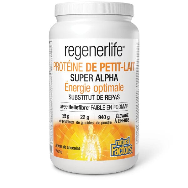 NATURAL FACTORS Suppléments Protéines de petit-lait super alpha (chocolat) 940g
DATE DE PÉREMPTION : 30 SEPTEMBRE 2026