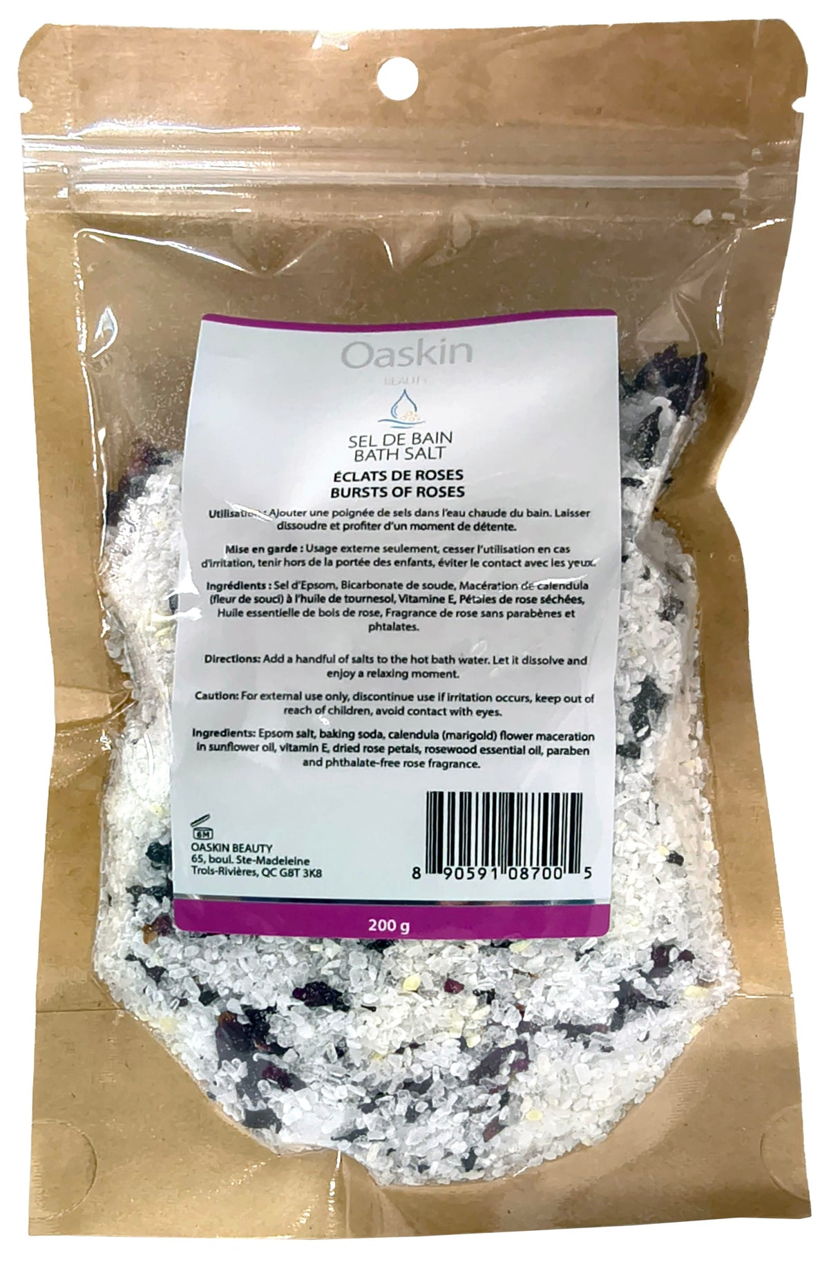 OASKIN BEAUTY Soins & Beauté Sel de bain éclat de rose 200g