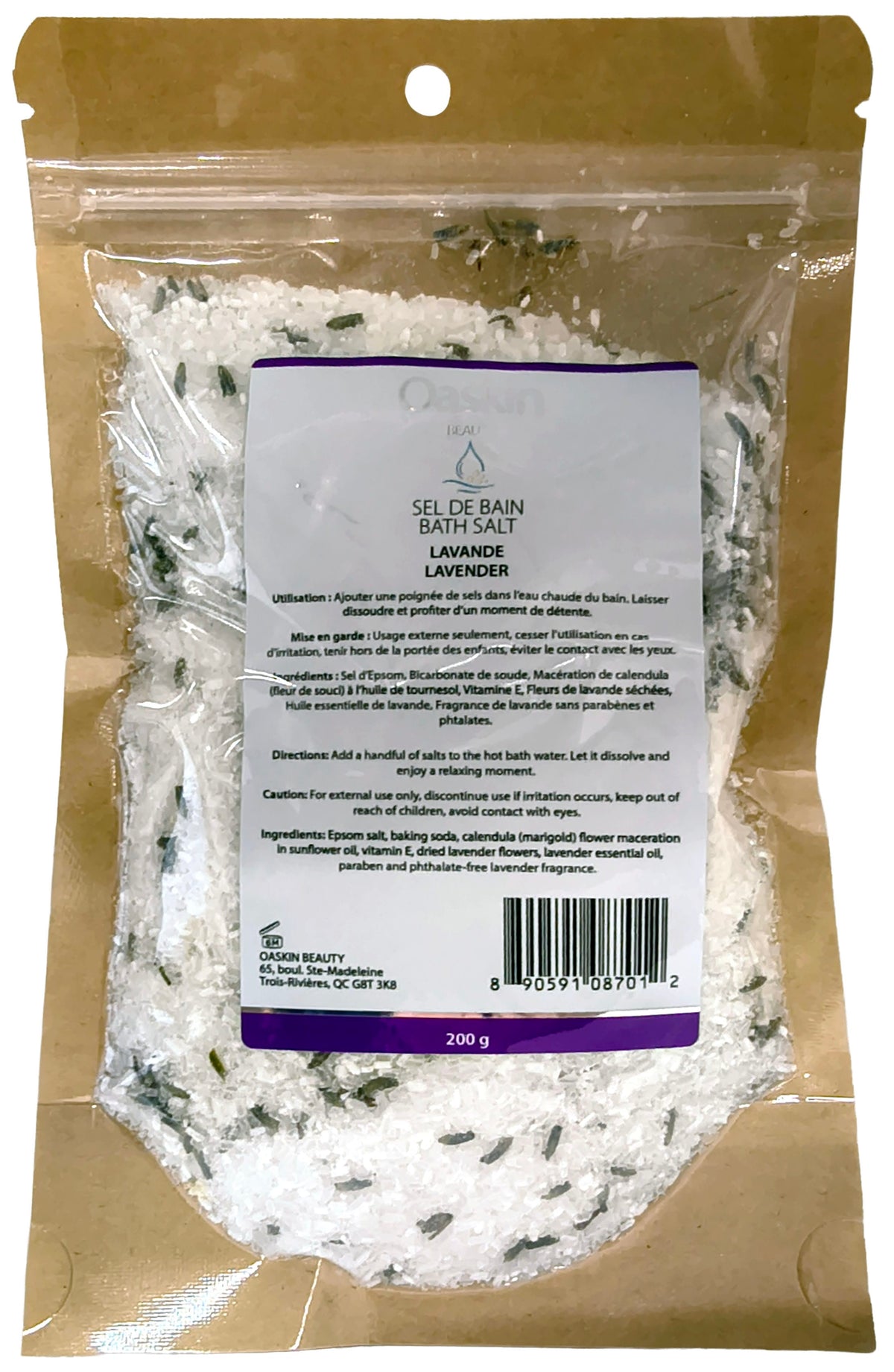 OASKIN BEAUTY Soins & Beauté Sel de bain lavande 200g