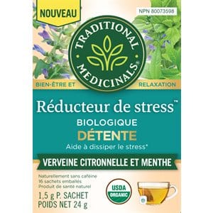 TRADITIONAL MEDICINALS Épicerie Tisane réducteur de stress détente bio 16's