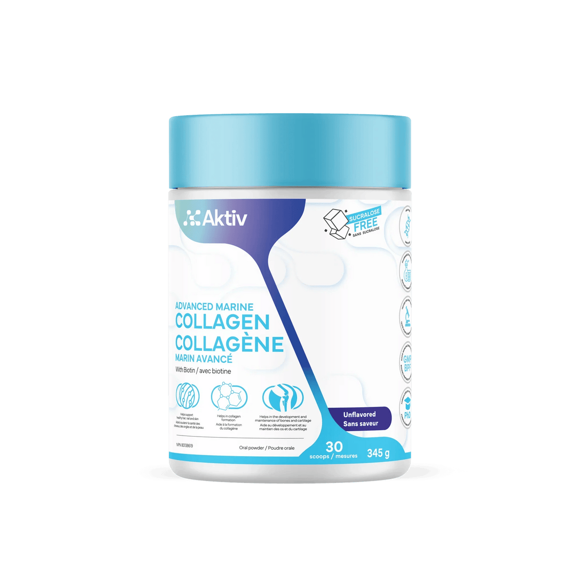 AKTIV suppléments Collagène marin (sans-saveur) 345gr