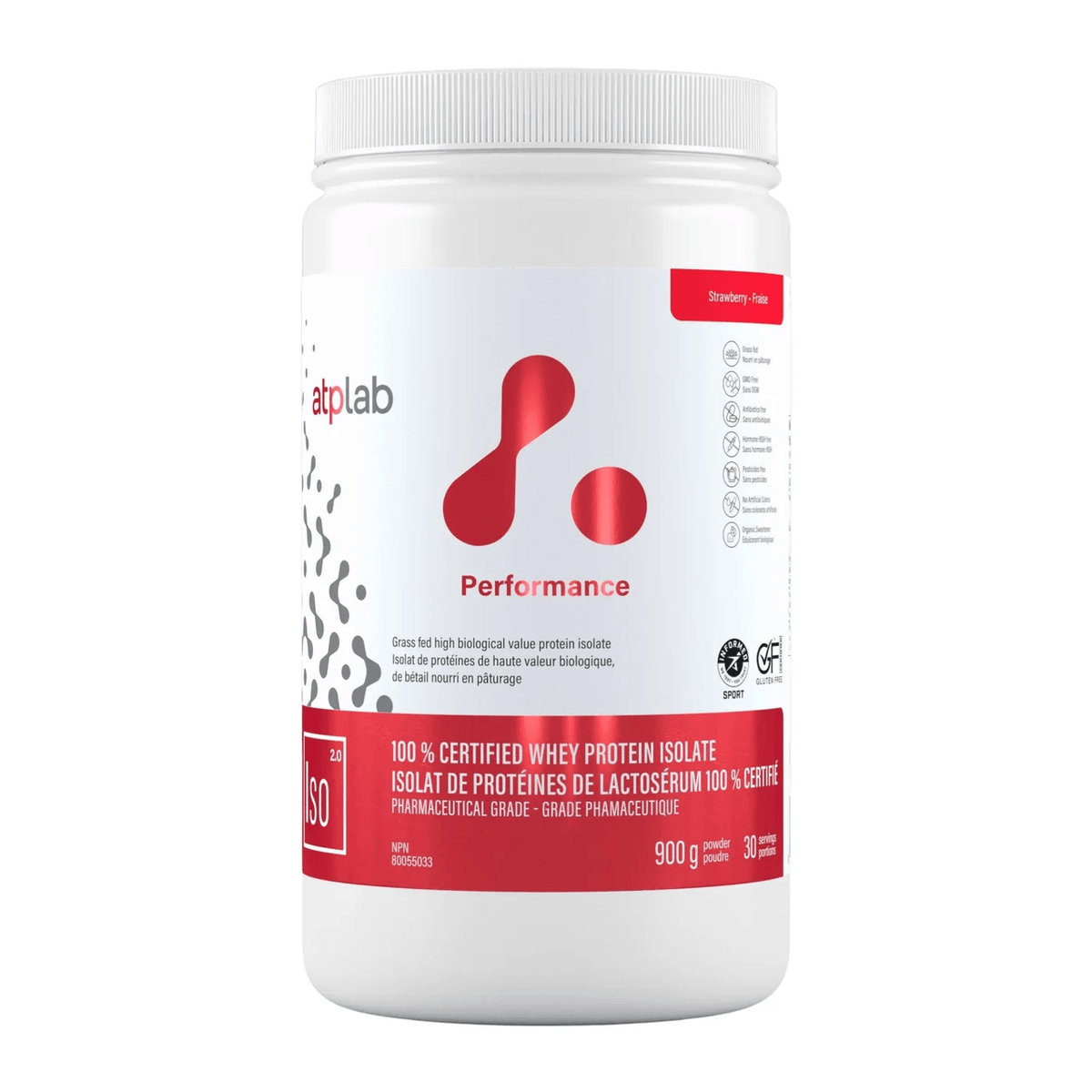 ATP (ATHLETIC THERAPEUTIC PHARMA) Suppléments ISO Isolat 100% de protéine  (fraise)    900g