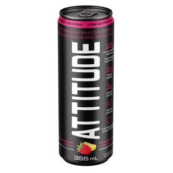 ATTITUDE NUTRITION Nutrition Sportive Boisson protéinée pétillante (framboise/citron) 355ml