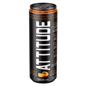 ATTITUDE NUTRITION Nutrition Sportive Boisson protéinée pétillante (orange/mangue) 355ml