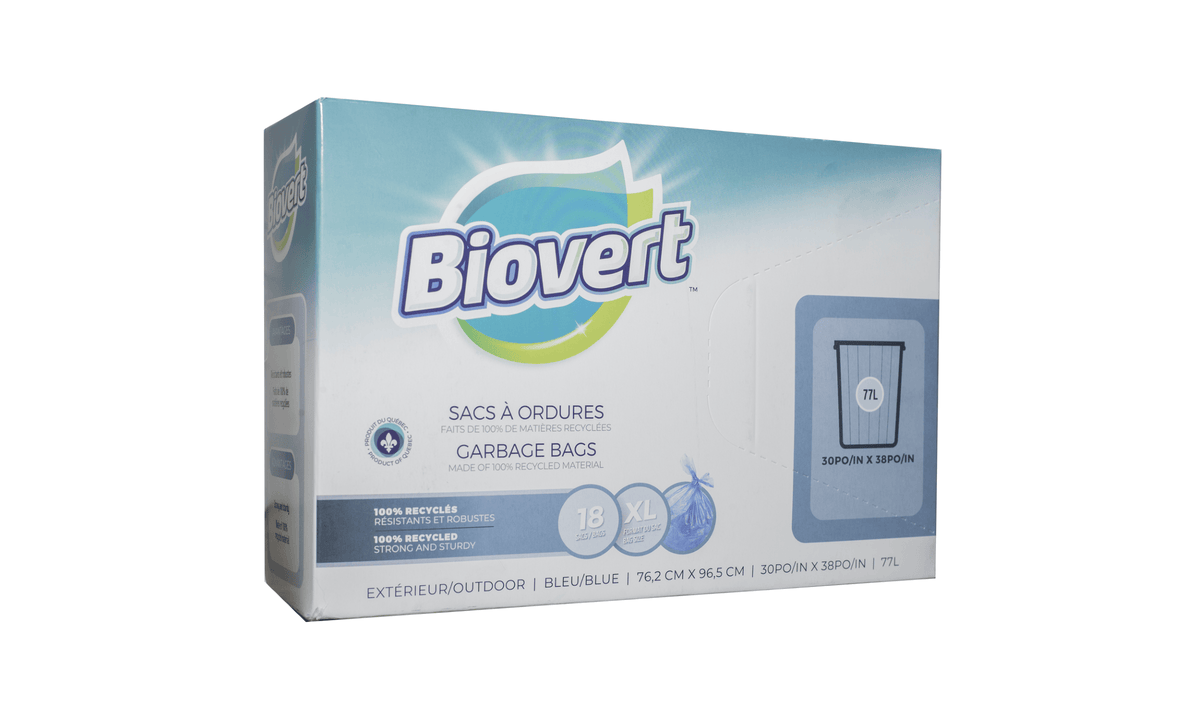 BIO-VERT Épicerie Sacs à ordure 30X38 pouces 77L 18un