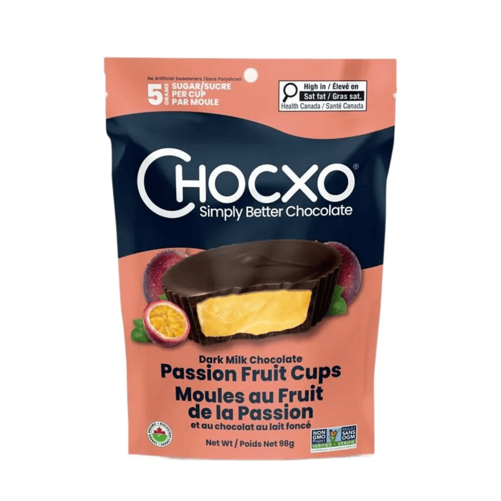 CHOCXO Épicerie Moules aux fruits de la passion et chocolat au lait foncé 98g