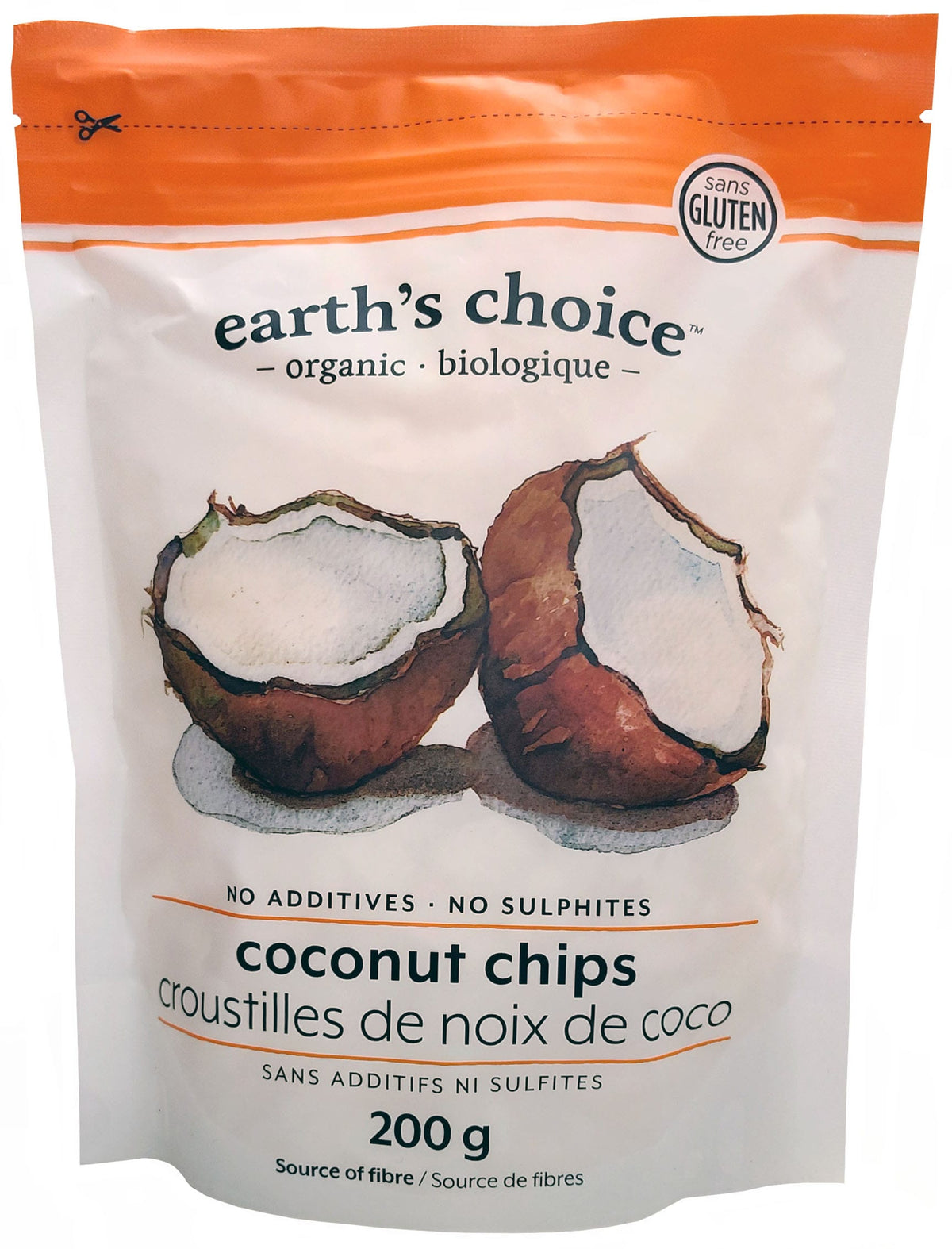 EARTH'S CHOICE Épicerie Croustilles de noix de coco bio 200g
