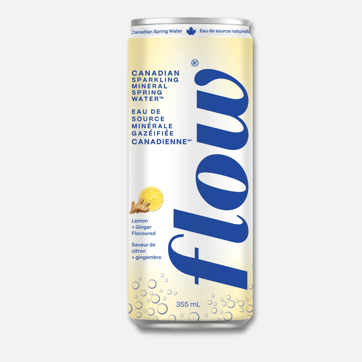 FLOW Épicerie Eau de source minérale gazéifiée citron et gingembre 355ml