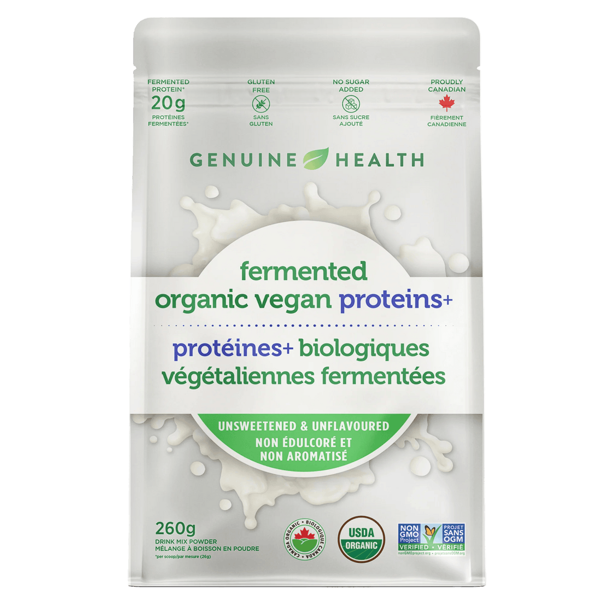 GENUINE HEALTH Suppléments Protéines + (non-édulcoré et non aromatisé) 260g