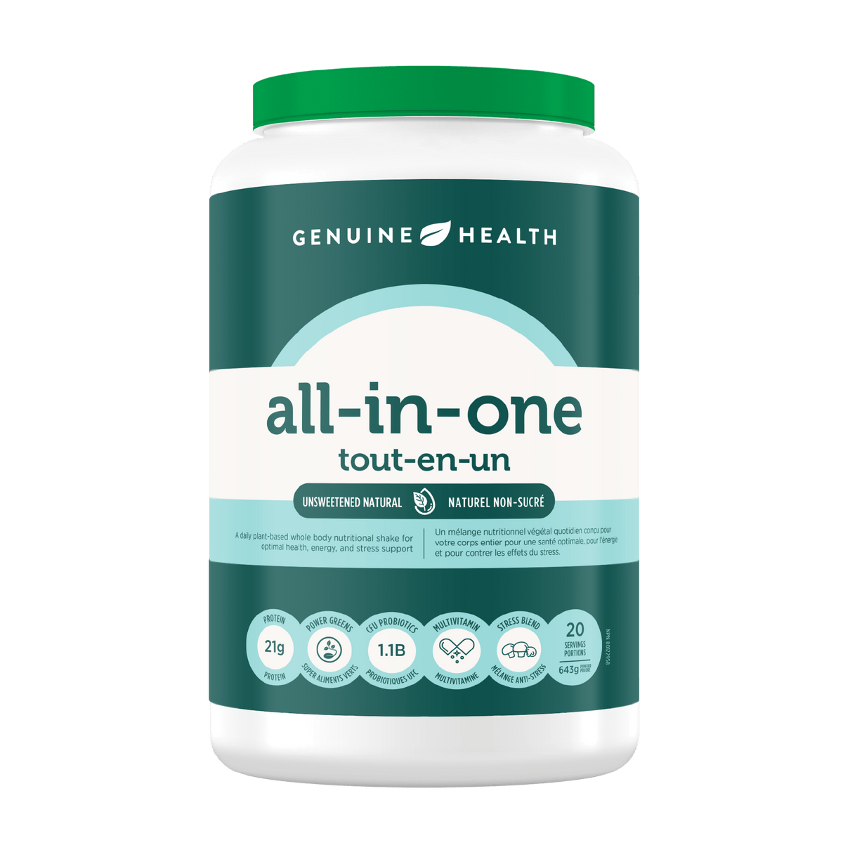 GENUINE HEALTH Suppléments Protéines tout-en-un naturel non-sucré 643g