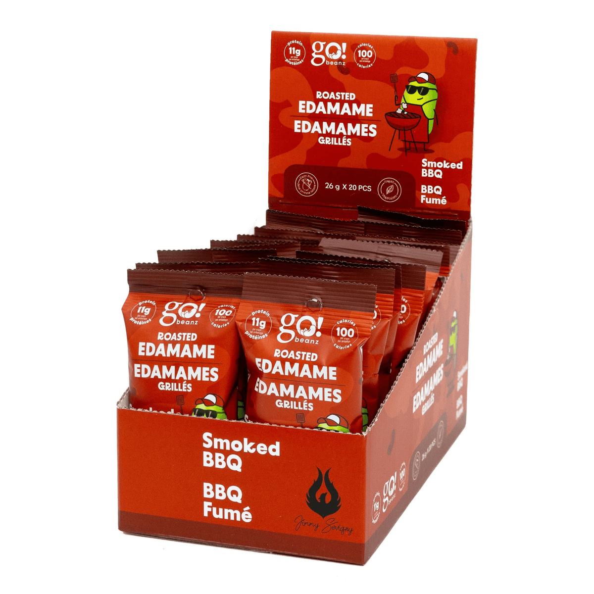 GO NUTRITION Épicerie Go Beanz - Edamames grillées BBQ fumé 20x26g