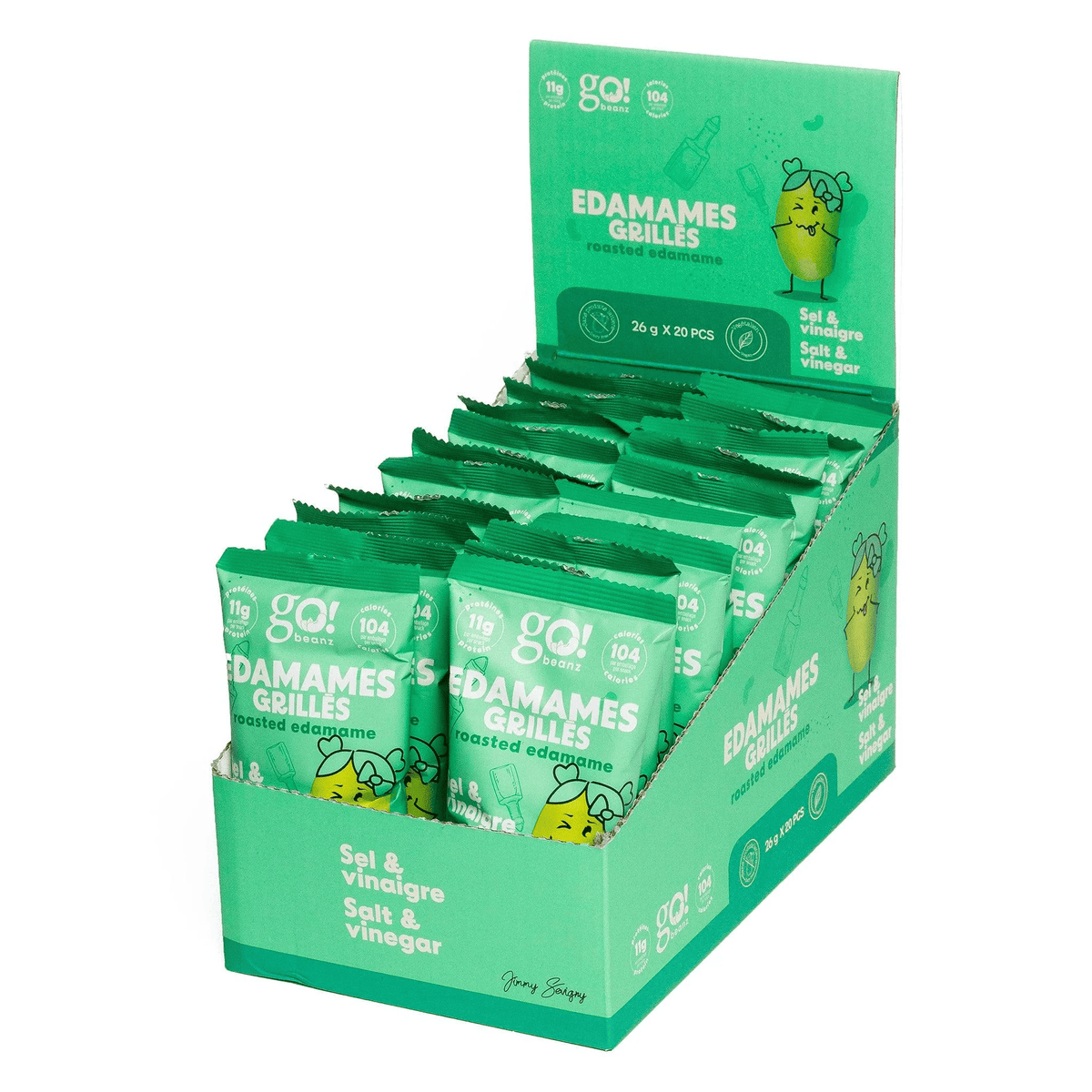 GO NUTRITION Épicerie Go Beanz - Edamames grillées Sel et vinaigre 20x26g