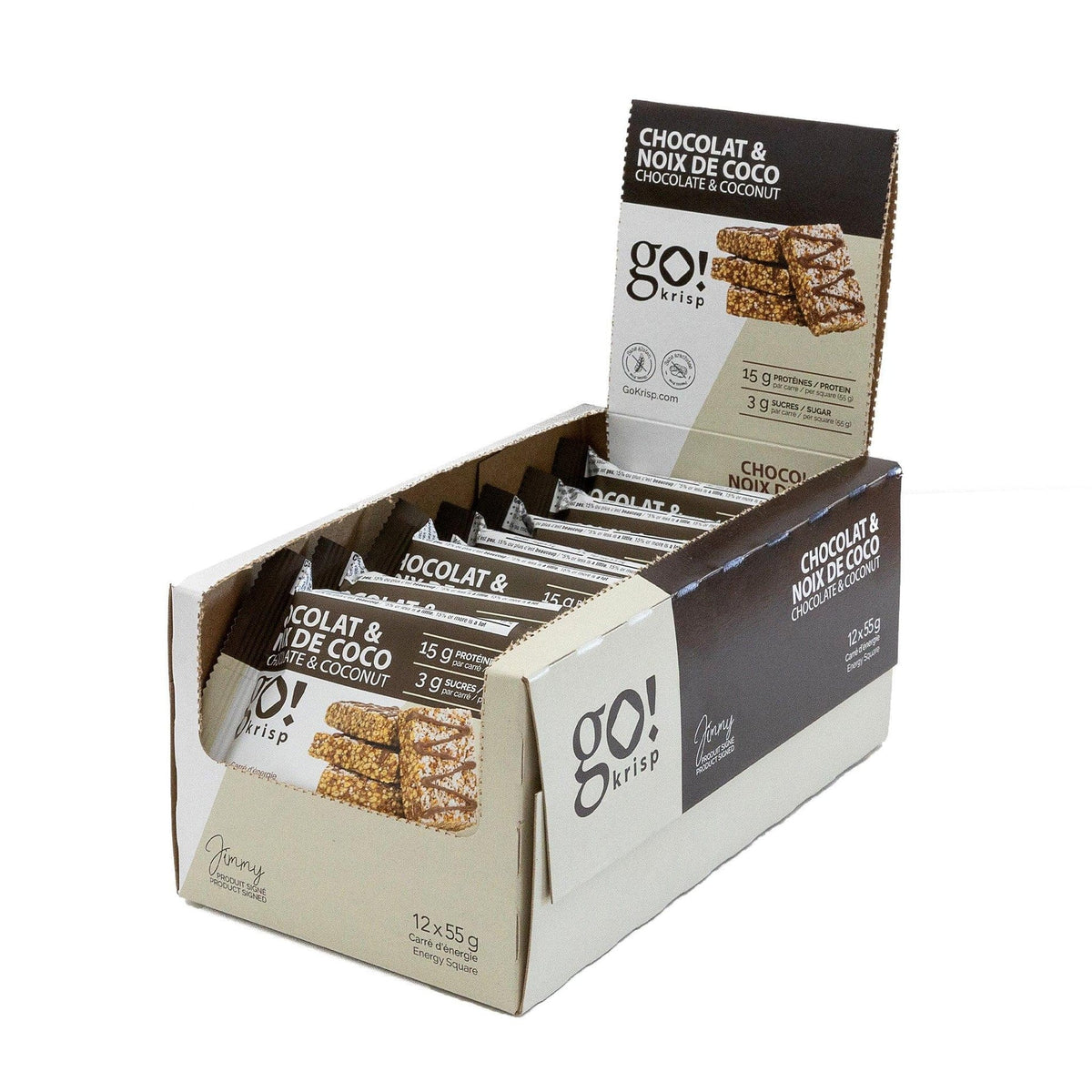 GO NUTRITION Épicerie Go Krisp - Barres protéinées Chocolat et noix de coco 12x55g