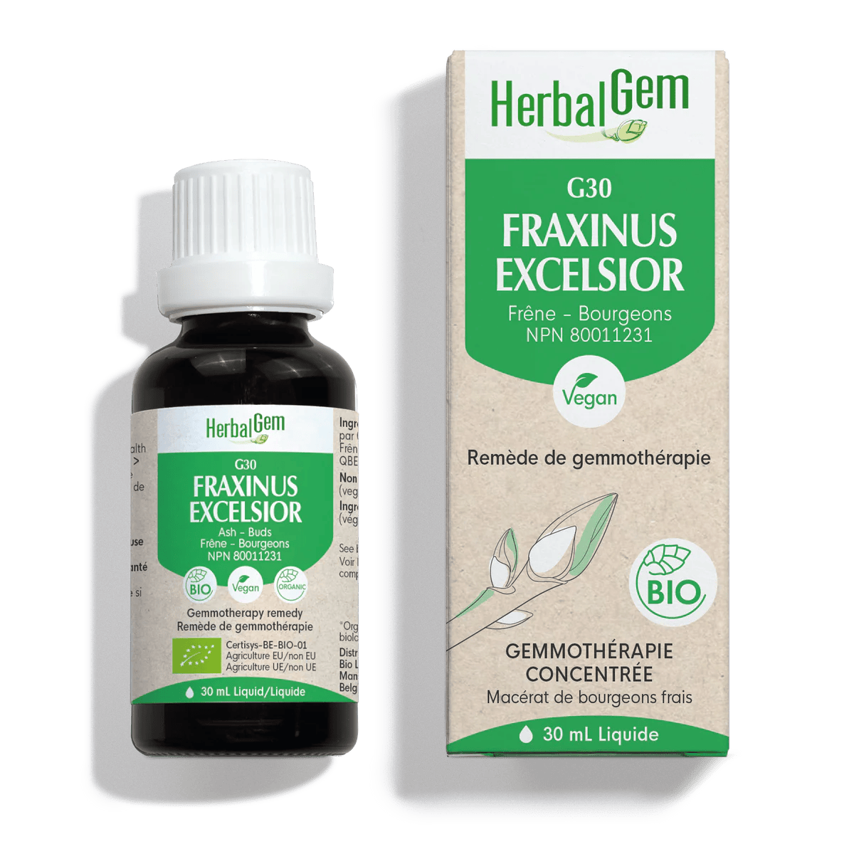 HERBAL GEM Suppléments Fraxinus excelsior bio (G-30) 30ml