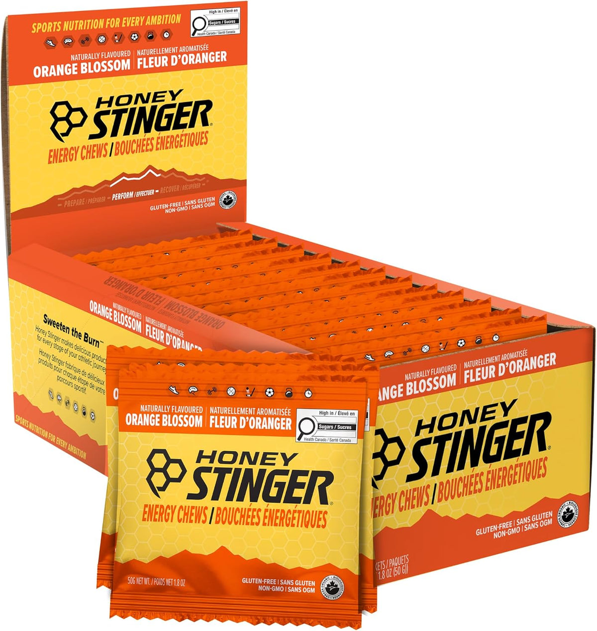 HONEY STINGER Suppléments Bouchées énergétiques bio (fleur d'oranger) 12x50g