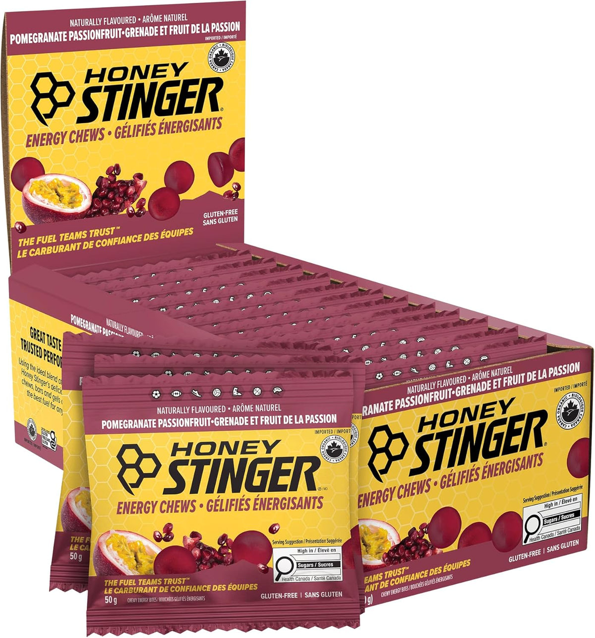 HONEY STINGER Suppléments Bouchées énergétiques bio (grenade/fruit de la passion) 12x50g
