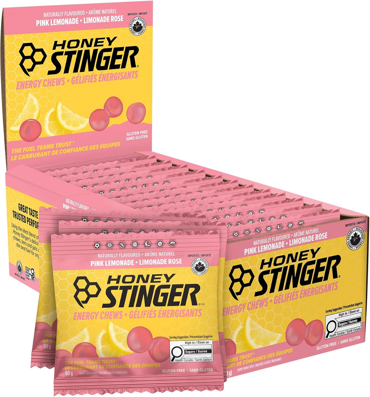 HONEY STINGER Suppléments Bouchées énergétiques bio (limonade rose) 12x50g