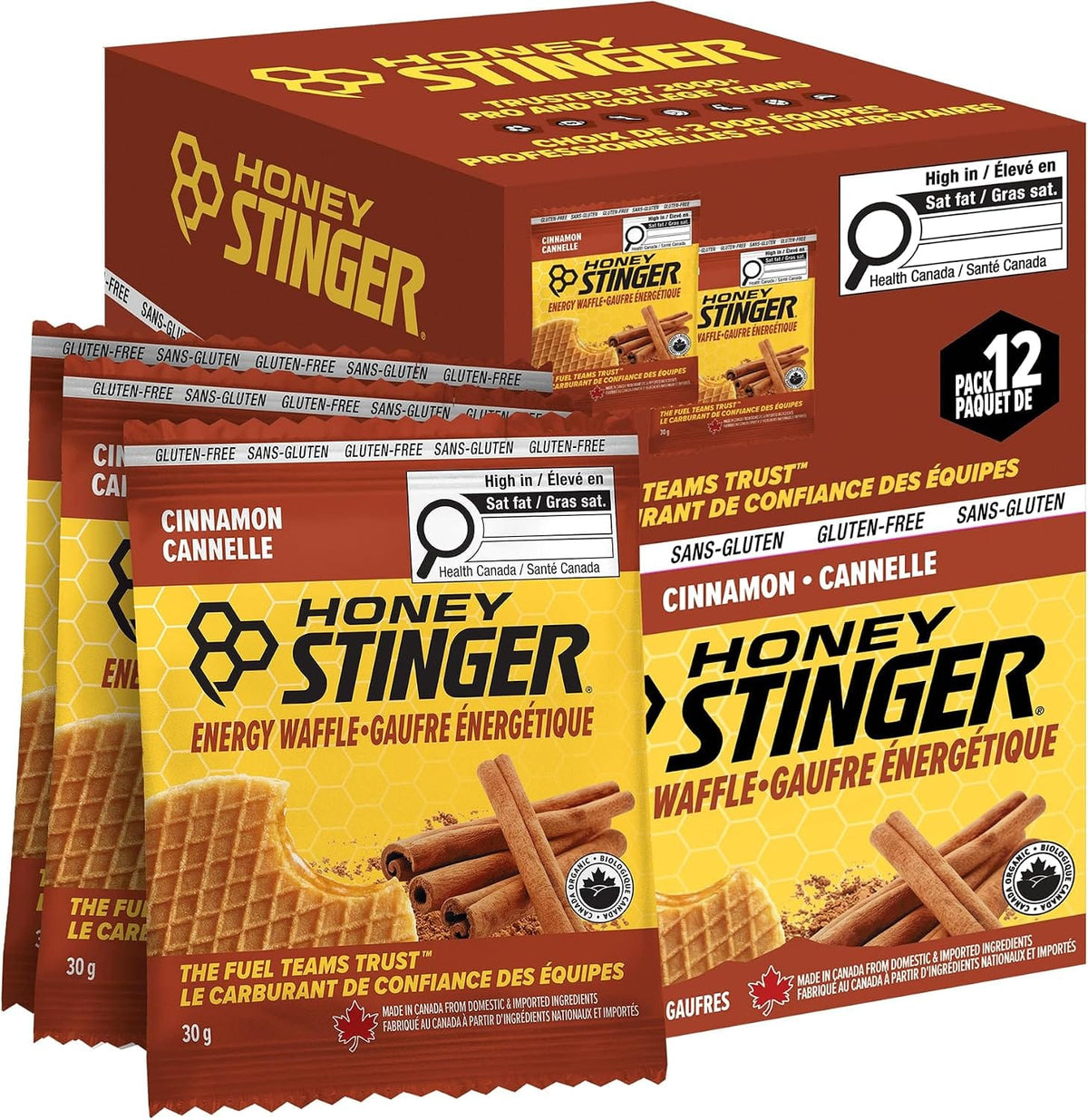 HONEY STINGER Suppléments Gaufres énergétiques bio (cannelle)  12x30g
