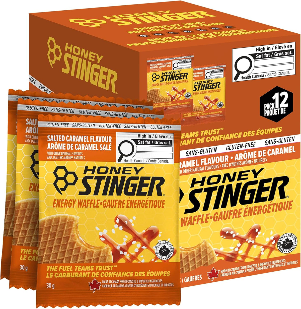 HONEY STINGER Suppléments Gaufres énergétiques bio (caramel salé) 12x30g
