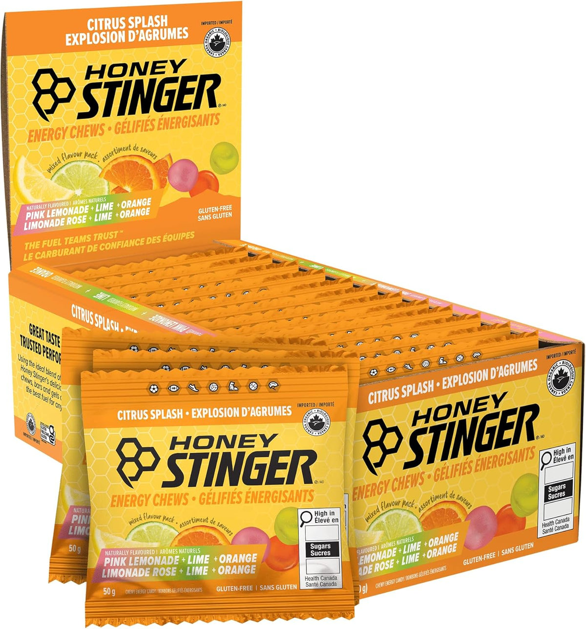 HONEY STINGER Suppléments Gélifiés énergisants bio (explosion d'agrumes) 12x50g