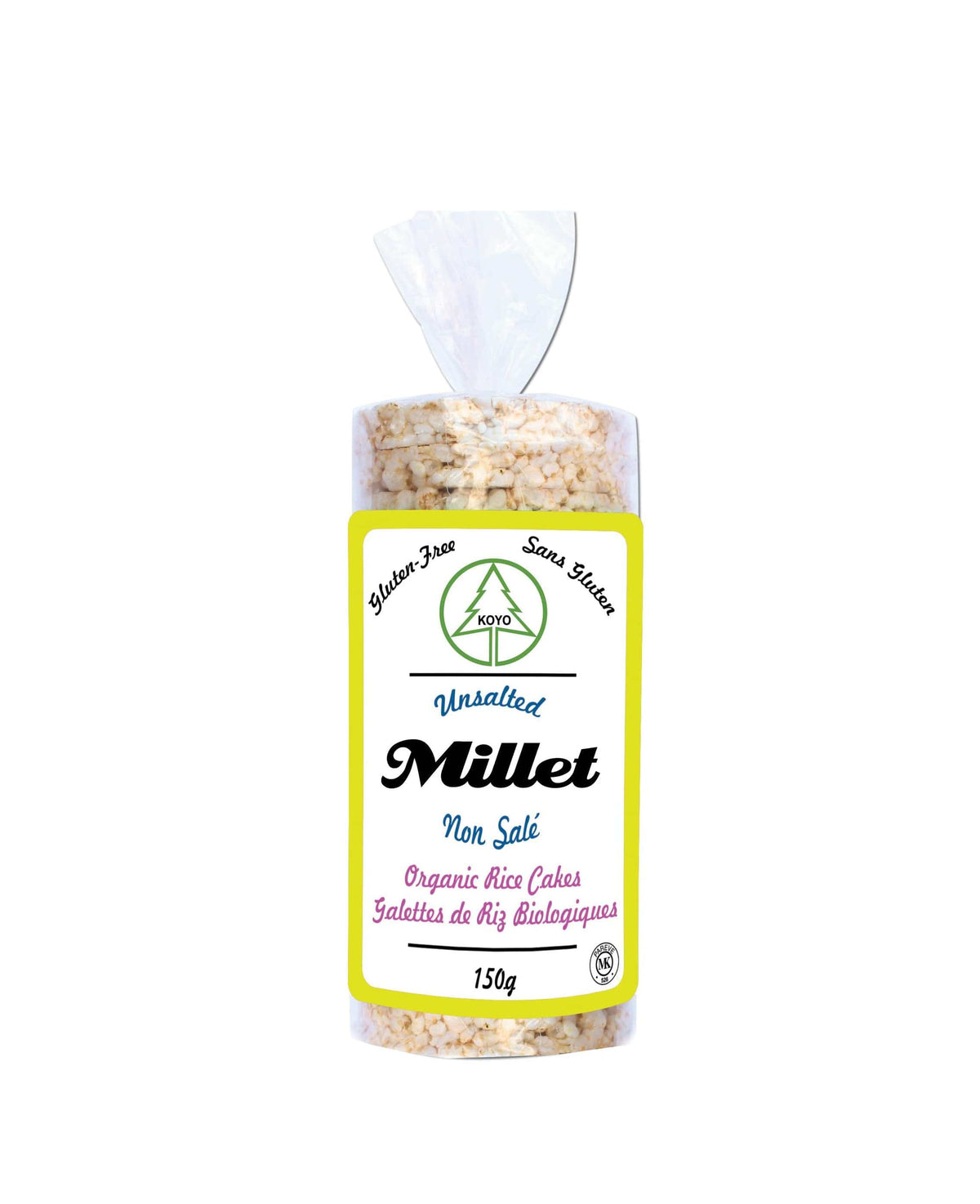 KOYO Épicerie Galettes de riz biologiques au millet non-salées 150g