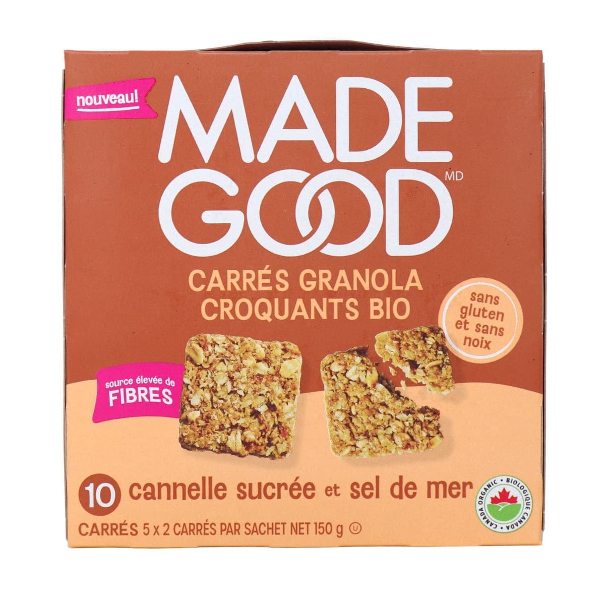 MADE GOOD Épicerie Carrés granola croquants cannelle sucrée et sel de mer bio 5un