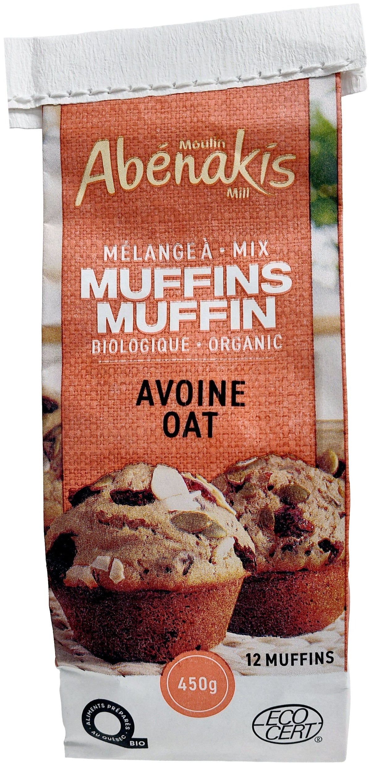 MOULIN AUX ABÉNAKIS Épicerie Mélange à muffins à l'avoine biologique 450g