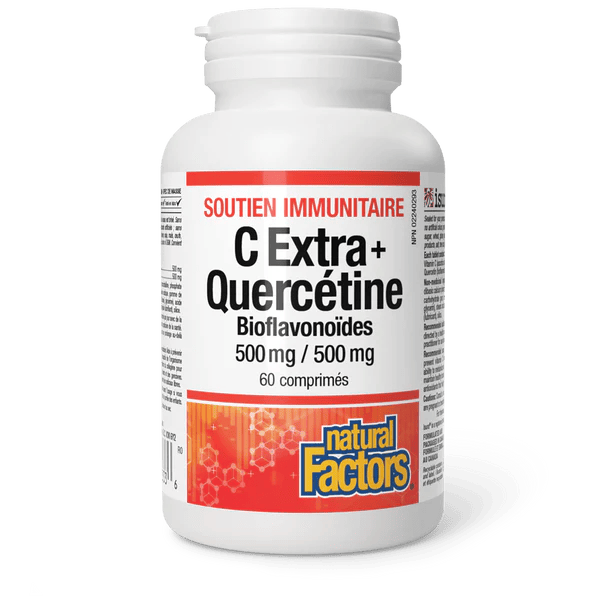 NATURAL FACTORS Suppléments C extra + quercétines biflavonoïdes (500mg/500mg) 90comp