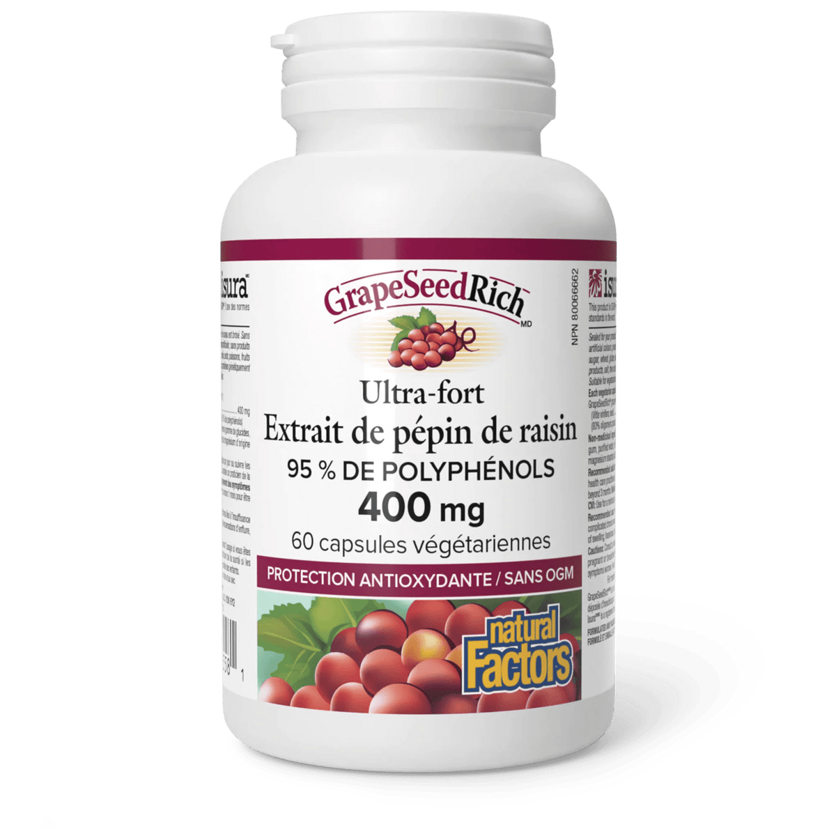 NATURAL FACTORS Suppléments Extrait de pépins de raisin 400mg 60vcaps