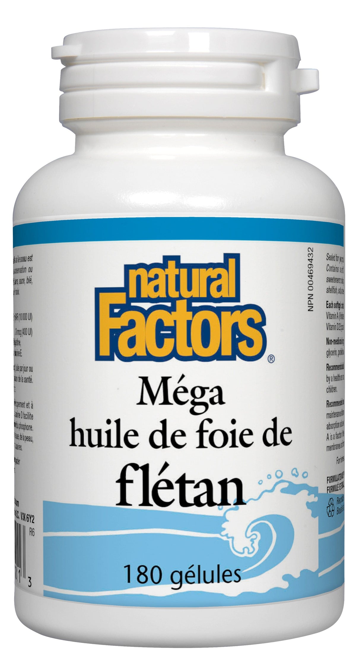 NATURAL FACTORS Suppléments Huile de foie de flétan 180gels