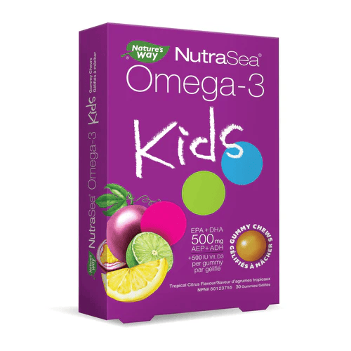 NATURE'S WAY Suppléments NutraSea Omega-3 kids ( saveur fruits tropicaux) 30gummies
