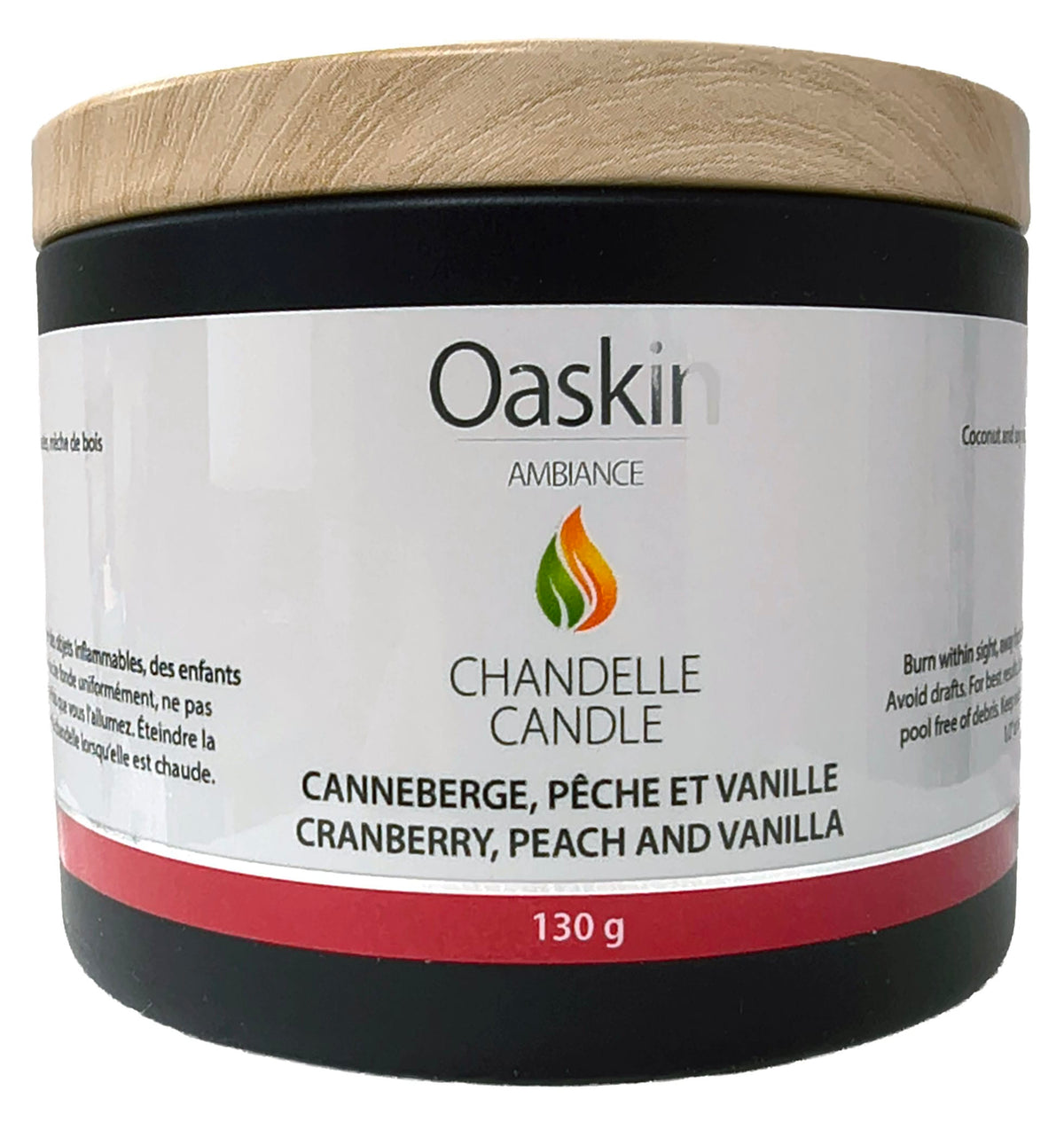 OASKIN AMBIANCE Soins & Beauté Chandelle canneberge, pêche et vanille  un