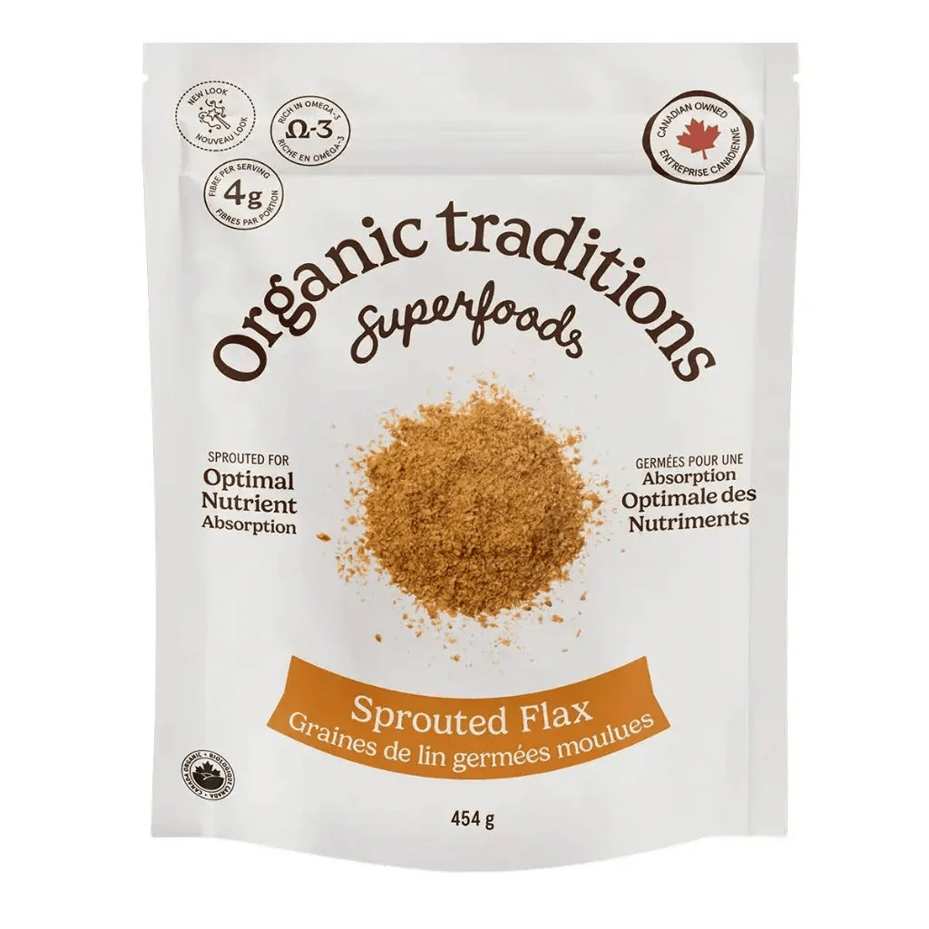 ORGANIC TRADITIONS Épicerie Graines de lin germé en poudre bio 454g