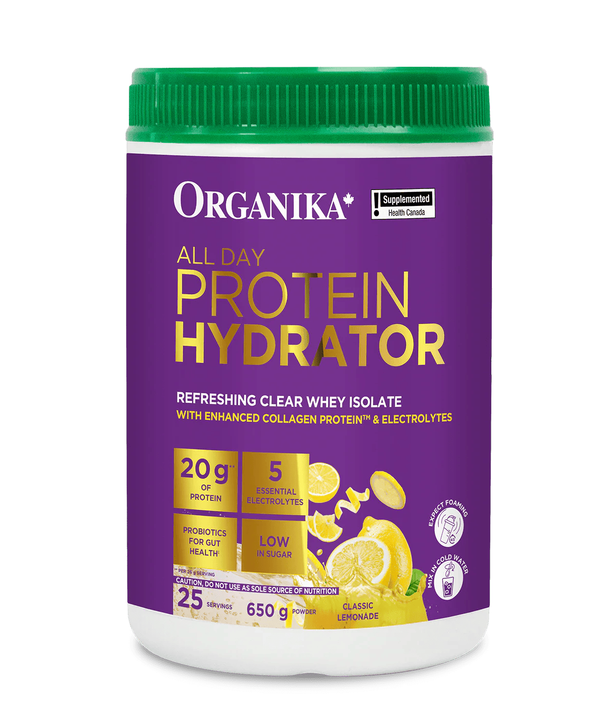 ORGANIKA Suppléments Protéines de lactosérum et hydratation toute la journée (citron) 650g