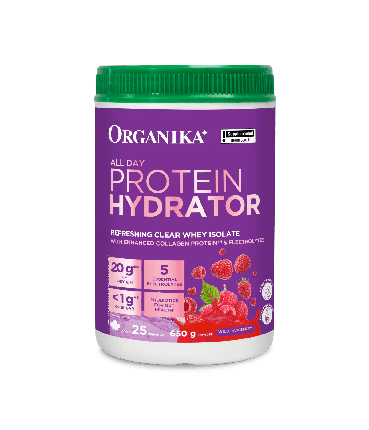 ORGANIKA Suppléments Protéines de lactosérum et hydratation toute la journée (framboise) 650g