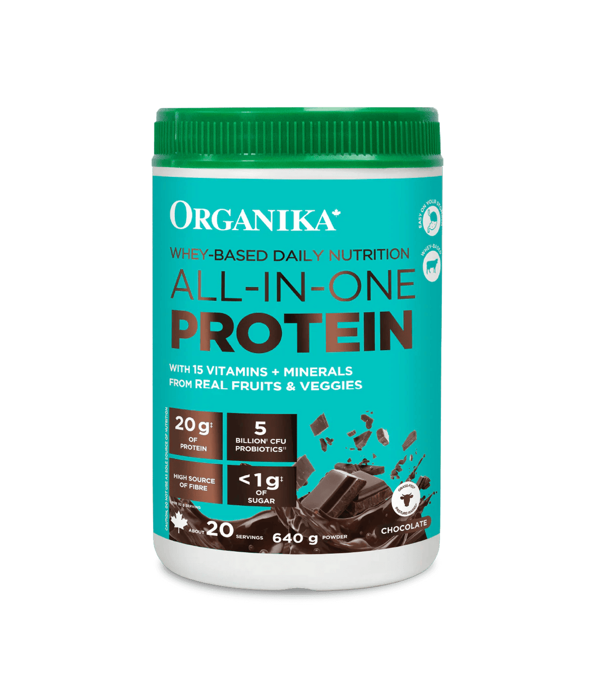 ORGANIKA Suppléments Protéines de nutrition quotidienne tout-en-un à base de lactosérum (chocolat) 640g