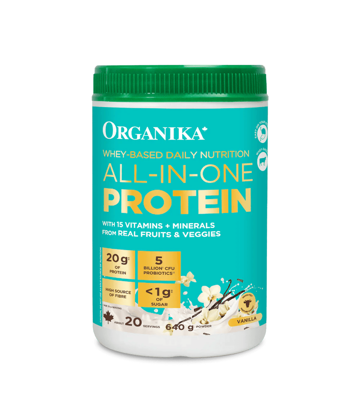 ORGANIKA Suppléments Protéines de nutrition quotidienne tout-en-un à base de lactosérum (vanille) 640g
