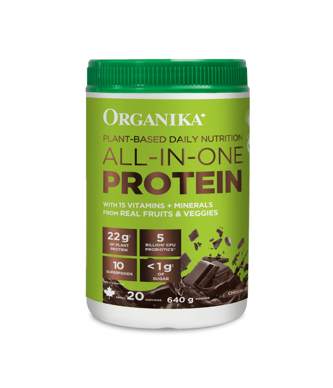 ORGANIKA Suppléments Protéines de nutrition quotidienne tout-en-un végétale (chocolat) 640g