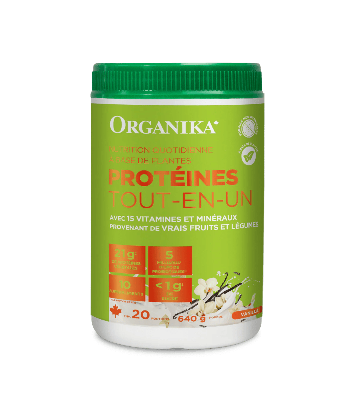 ORGANIKA Suppléments Protéines de nutrition quotidienne tout-en-un végétale (vanille) 640g