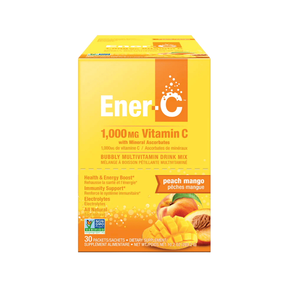 PAULING LABS Suppléments Ener-C Mélange boisson pétillante multivitaminé aux pêches/mangues 30s