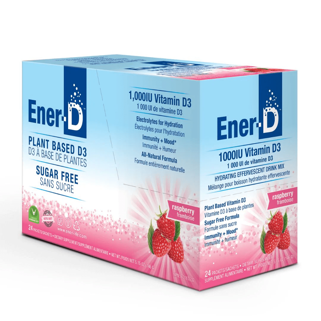 PAULING LABS Suppléments Ener-D Mélange boisson hydratant effervescent aux framboises sans-sucre avec vitamine D 24s