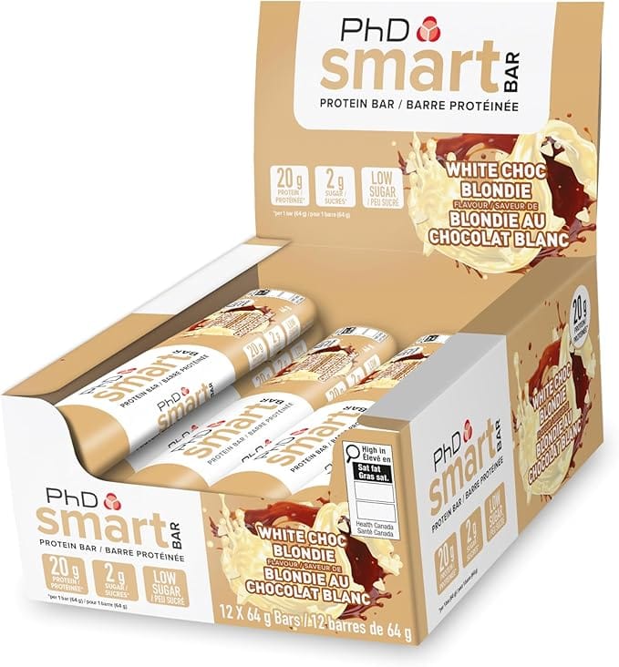 PHD SMART BARS Suppléments Barres protéinées blondie au chocolat blanc  12x64g