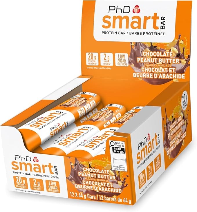PHD SMART BARS Suppléments Barres protéinées chocolat et beurre d'arachide 12x64g
