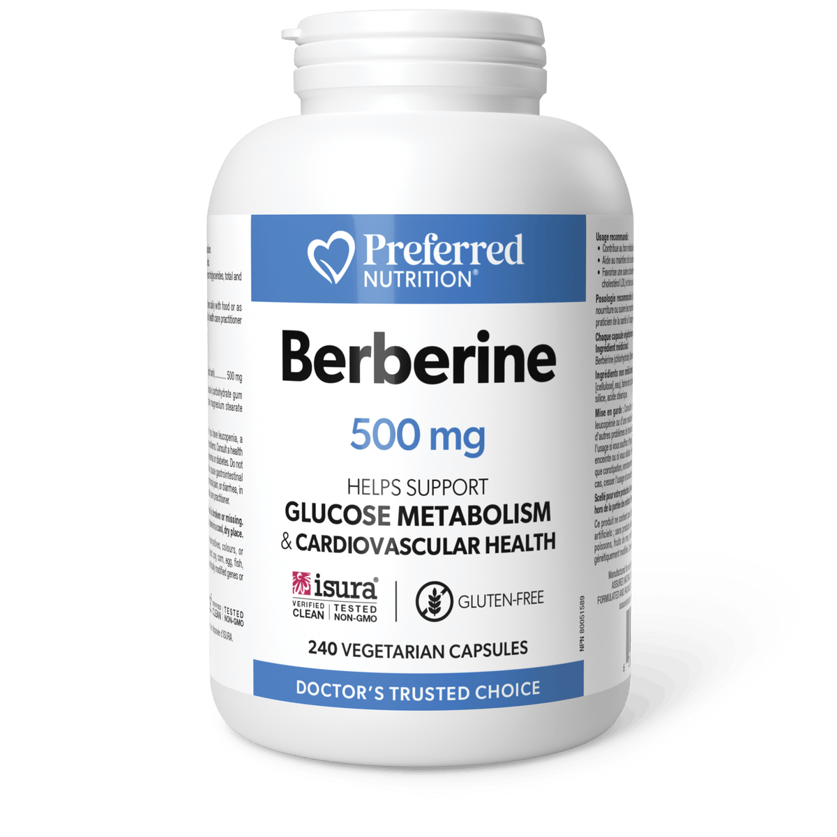 PREFERRED NUTRITION Suppléments Berberine (500mg) 240vcaps