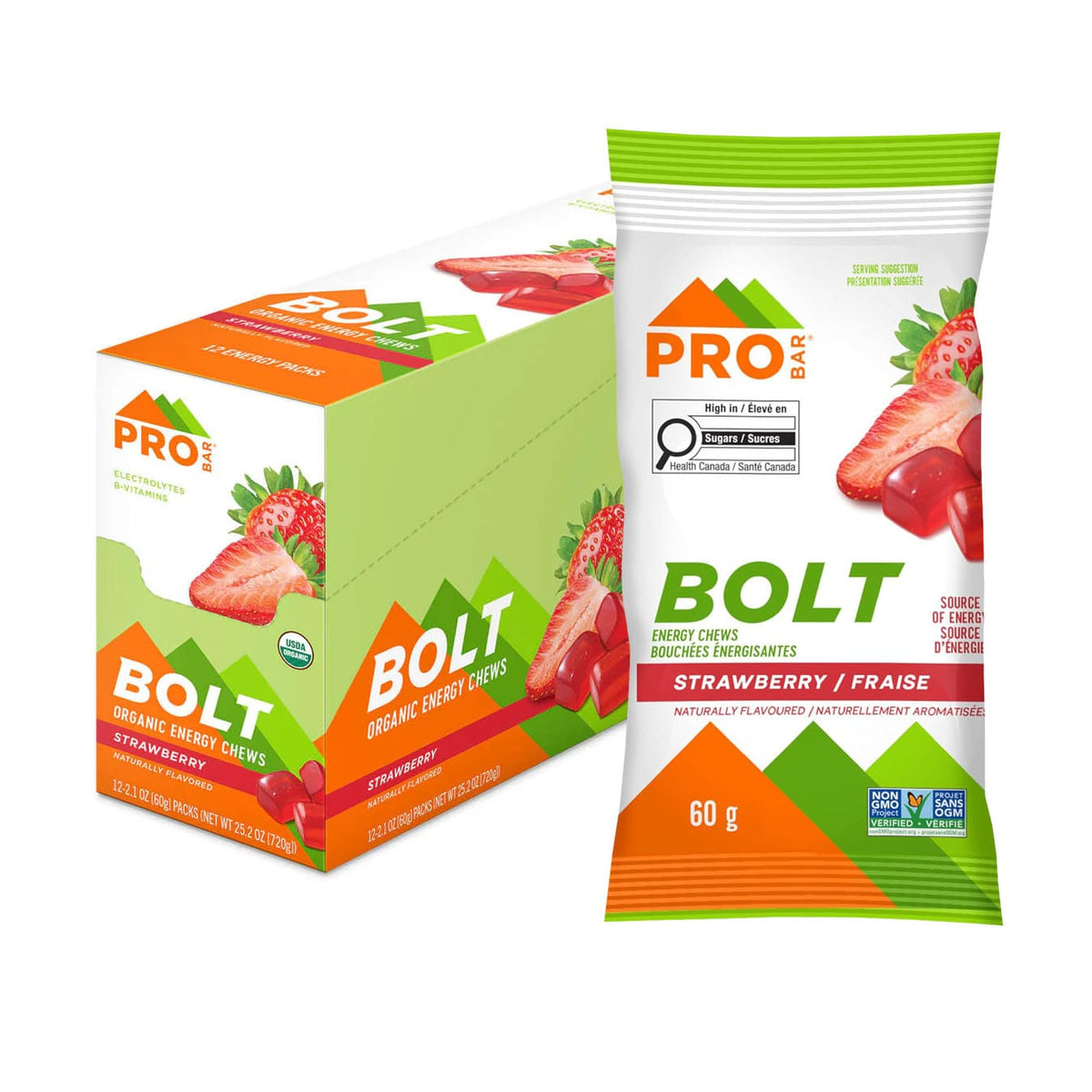 PROBAR Nutrition sportive Bouchées énergisantes bio (fraise) 12x60g