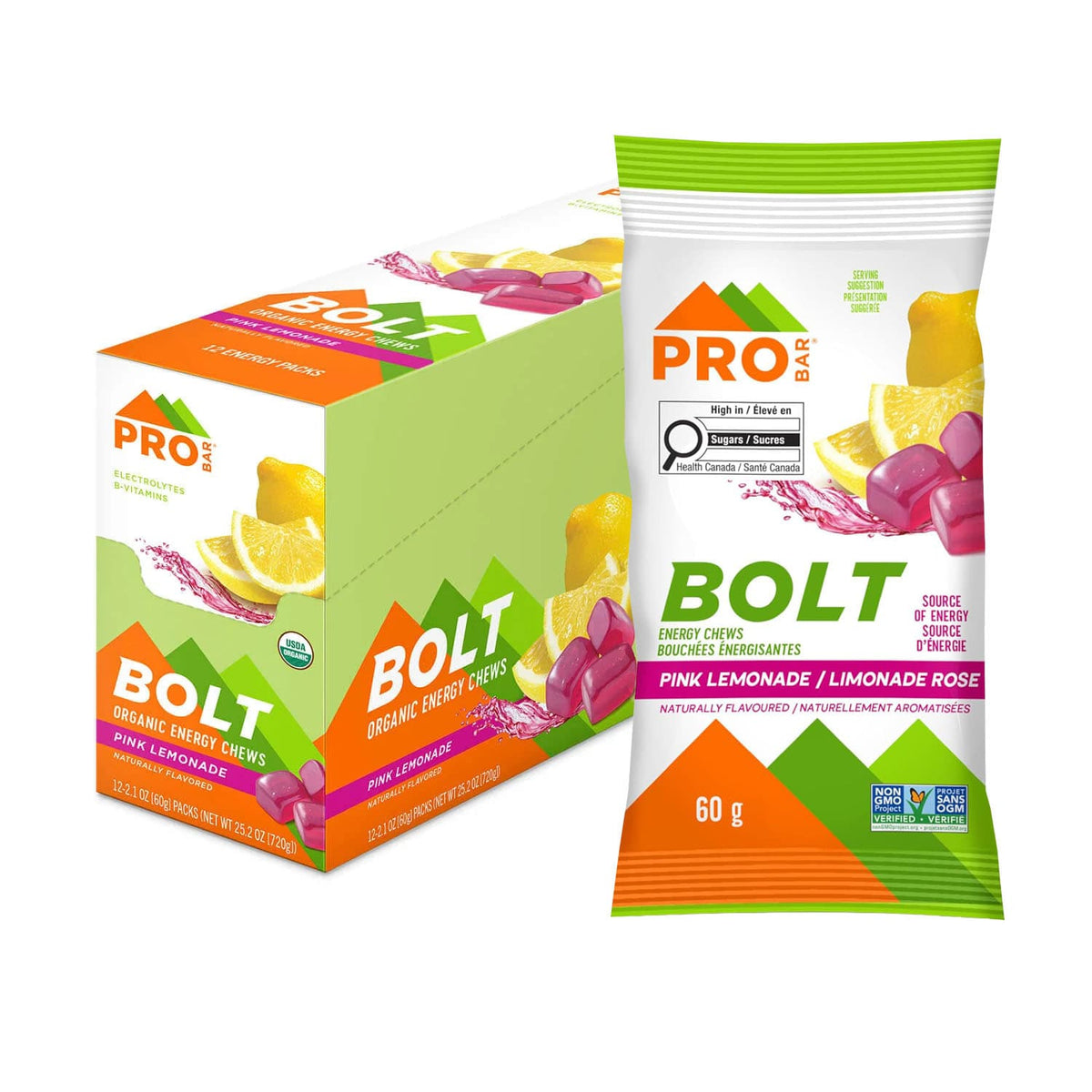 PROBAR Nutrition sportive Bouchées énergisantes bio (limonade rose) 12x60g