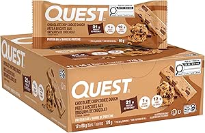 QUEST NUTRITION Suppléments Barres protéinées pâte à biscuit aux brisures de chocolat  12x60g