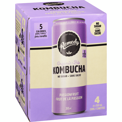REMEDY KOMBUCHA Épicerie Kombucha fruit de la passion bio 4X355ml